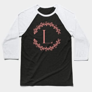 Pink Monogram- Letter L Baseball T-Shirt